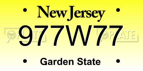 977W77 New Jersey License Plate