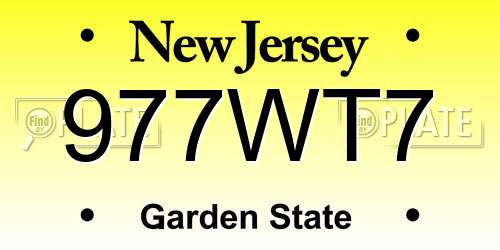 977WT7 New Jersey License Plate