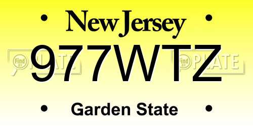 977WTZ New Jersey License Plate