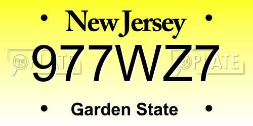 977WZ7 New Jersey License Plate