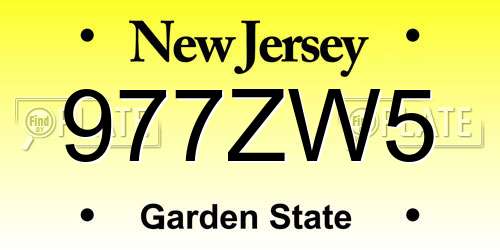 977ZW5 New Jersey License Plate