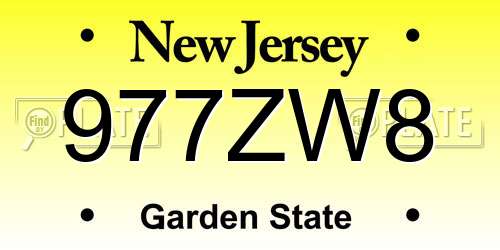 977ZW8 New Jersey License Plate