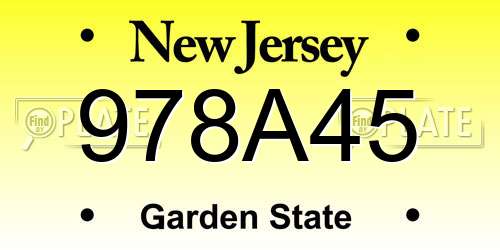 978A45 New Jersey License Plate