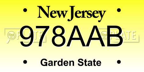 978AAB New Jersey License Plate