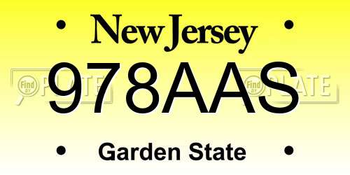 978AAS New Jersey License Plate