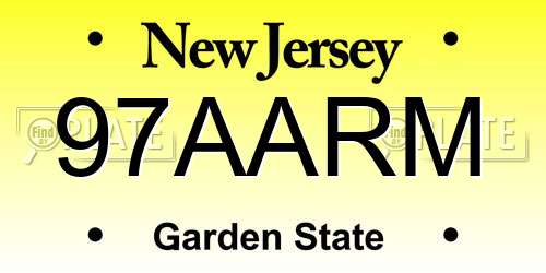 97AARM New Jersey License Plate