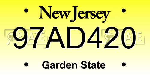 97AD420 New Jersey License Plate