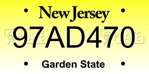 97AD470 New Jersey License Plate