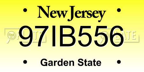 97IB556 New Jersey License Plate