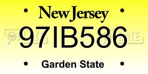97IB586 New Jersey License Plate
