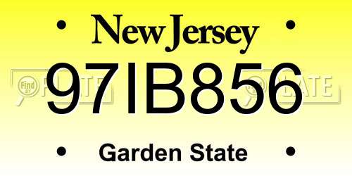 97IB856 New Jersey License Plate