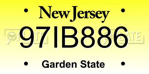 97IB886 New Jersey License Plate