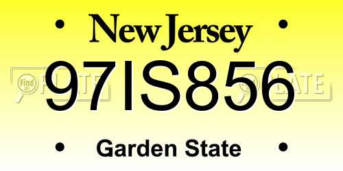 97IS856 New Jersey License Plate