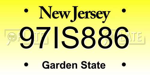 97IS886 New Jersey License Plate