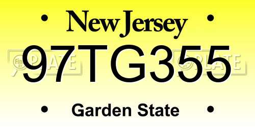 97TG355 New Jersey License Plate
