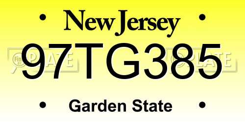 97TG385 New Jersey License Plate