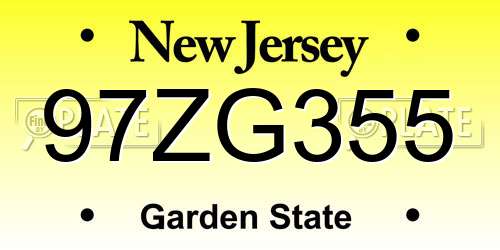 97ZG355 New Jersey License Plate