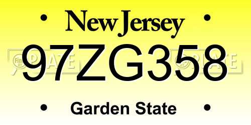 97ZG358 New Jersey License Plate