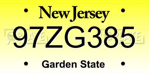 97ZG385 New Jersey License Plate