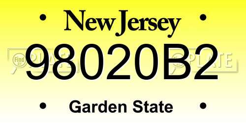 98020B2 New Jersey License Plate