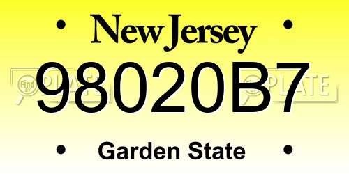 98020B7 New Jersey License Plate