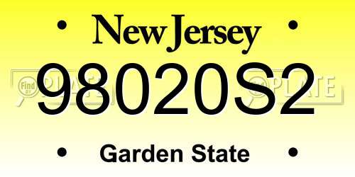 98020S2 New Jersey License Plate