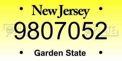 9807052 New Jersey License Plate