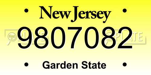 9807082 New Jersey License Plate
