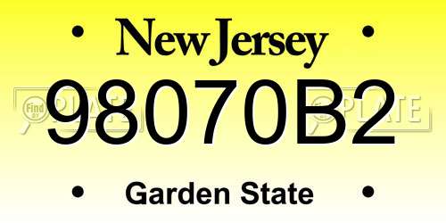 98070B2 New Jersey License Plate