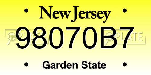 98070B7 New Jersey License Plate