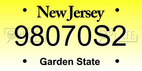 98070S2 New Jersey License Plate