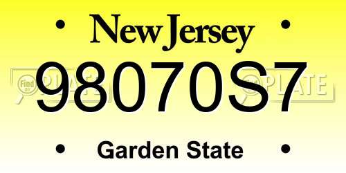 98070S7 New Jersey License Plate