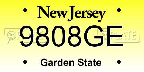 9808GE New Jersey License Plate