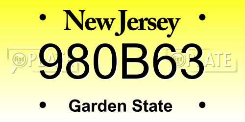 980B63 New Jersey License Plate