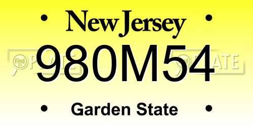 980M54 New Jersey License Plate