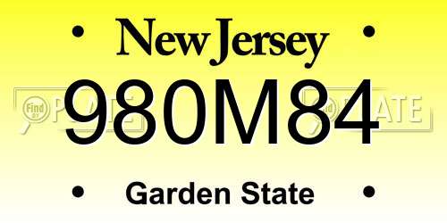 980M84 New Jersey License Plate