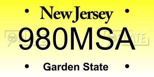 980MSA New Jersey License Plate
