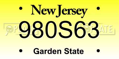 980S63 New Jersey License Plate