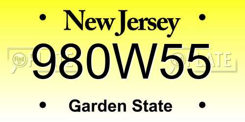 980W55 New Jersey License Plate