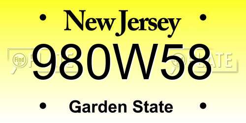 980W58 New Jersey License Plate