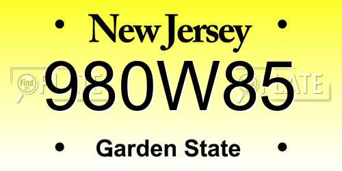 980W85 New Jersey License Plate