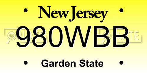 980WBB New Jersey License Plate