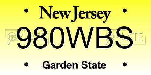 980WBS New Jersey License Plate