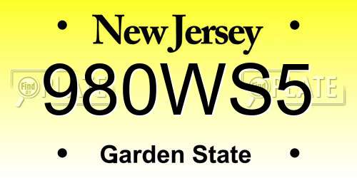 980WS5 New Jersey License Plate