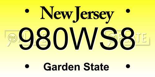 980WS8 New Jersey License Plate