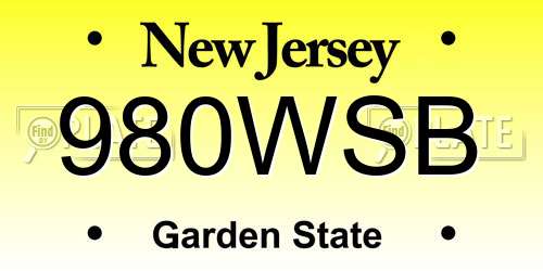 980WSB New Jersey License Plate