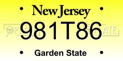 981T86 New Jersey License Plate