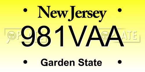 981VAA New Jersey License Plate