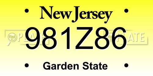 981Z86 New Jersey License Plate