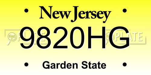 9820HG New Jersey License Plate